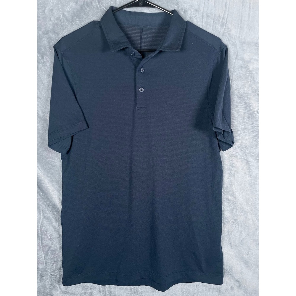 Lululemon Men's Short Sleeve Polo Shirt Navy Blue Size Medium